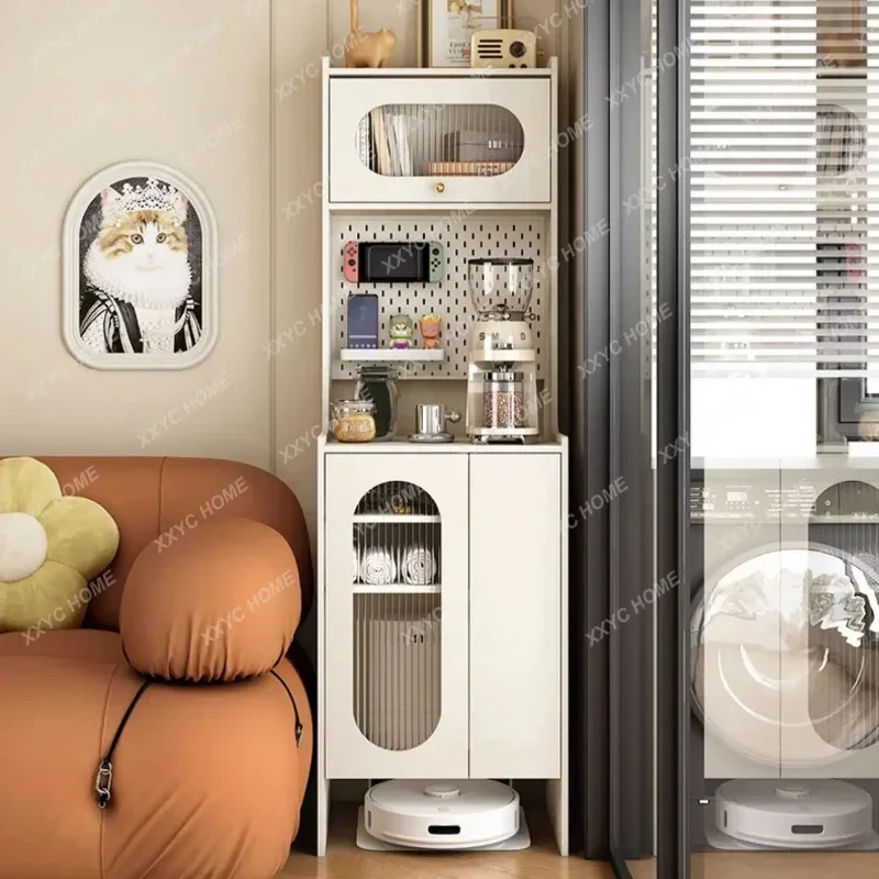 A Nordic Small Apartment High Sideboard Cabinet Tea Cabinet Sweeping Robot Shelf