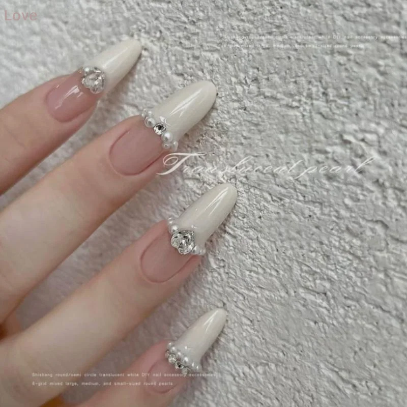 [L&P] 12 شبكة مسمار الراين بلورات ثلاثية الأبعاد مختلطة مسطحة القاع اللؤلؤ نصف دائري الديكور مجوهرات سحر مانيكير الفن