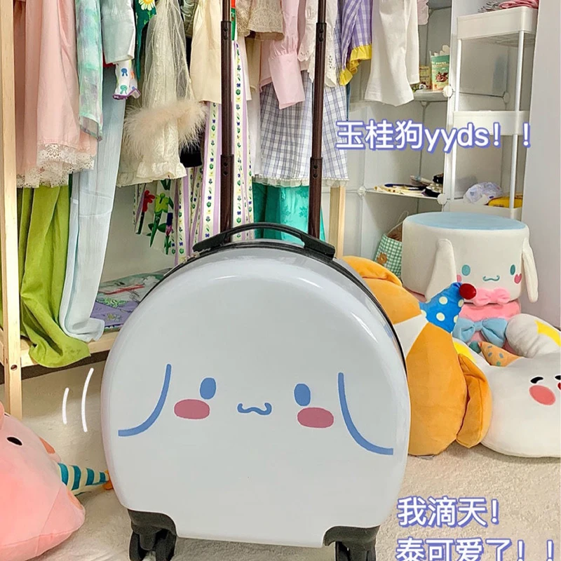 Sanrio Kawaii Mini 20 Inch Cinnamoroll Suitcase Student Kuromi 18 Inch Anime Universal Wheel Trolley Case Peripheral Products