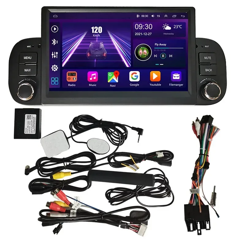 Fiat Panda Navegação de carro Android de 7 polegadas Bluetooth Carpaly Navegador de carro com controle central