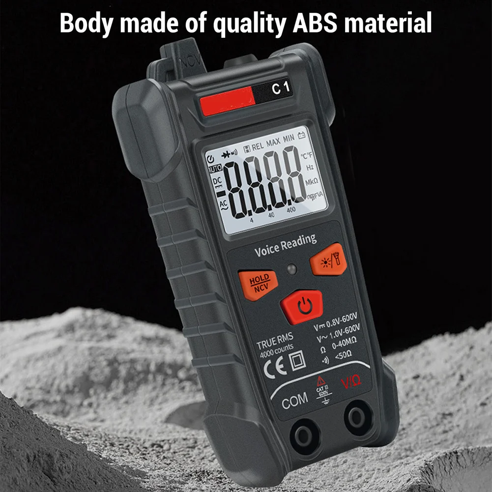 

Цифровой мультиметр C1, 4000 измерений, True RMS, тестер напряжения переменного/постоянного тока и сопротивления с функцией NCV, ЖК-дисплей с подсветкой и светодиодной индикацией