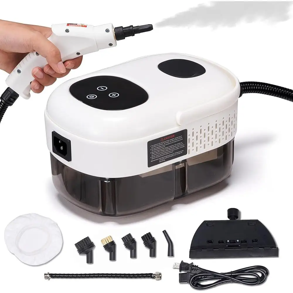 휴대용 고압 스팀 청소기 15s 히트업 1L 탱크 2500W 다목적 청소기(브러쉬 노즐 및 액세서리 포함)