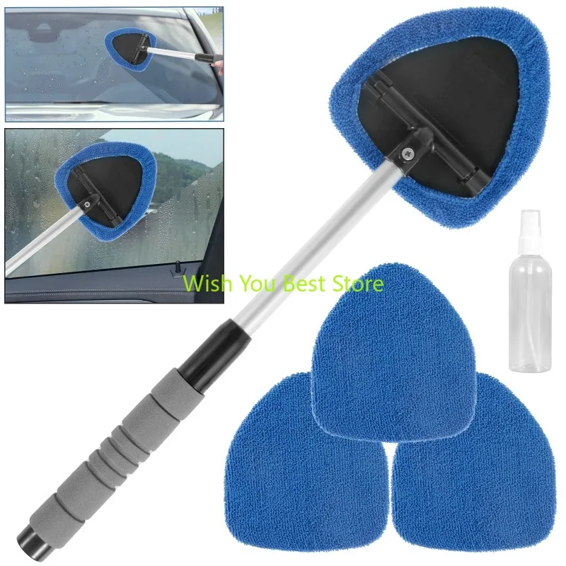 

Car Windshield Cleaner Microfiber Car Window Cleaning Brush with Washable Pad Extendable Handle Interior Exterior Car Washer Mop