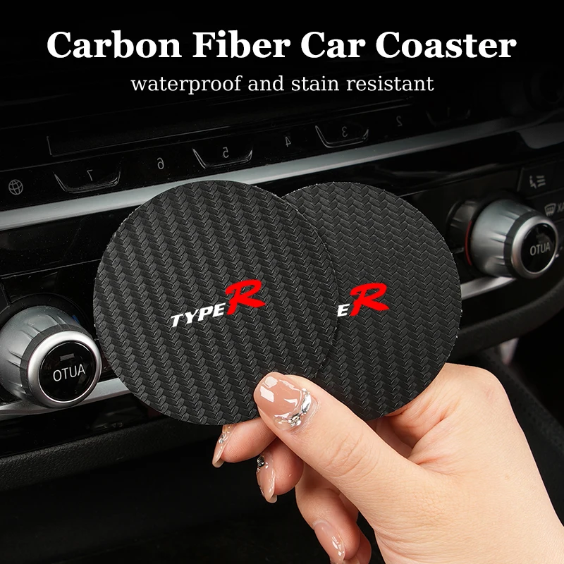 

2Pcs Car Water Cup Coaster Waterproof Pad Universal Cup Holder Accessories For Honda Accord TYPE-R Civic Fit Jazz CRV BRV HRV
