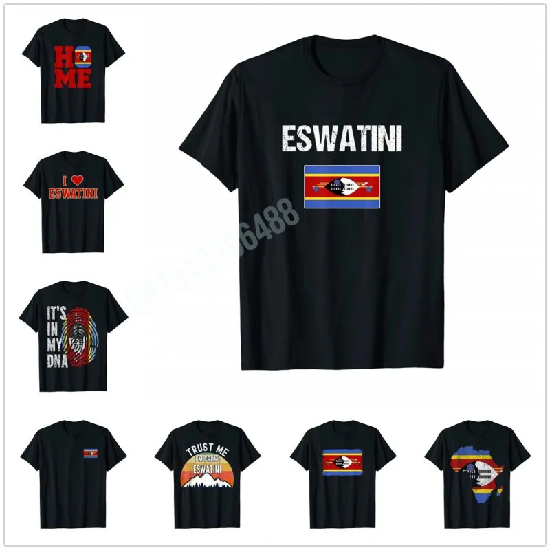 Men Women T Shirt More Design Eswatini T-shirt Swazi Flag Swaziland T-Shirt Tops 100% Cotton  Tees