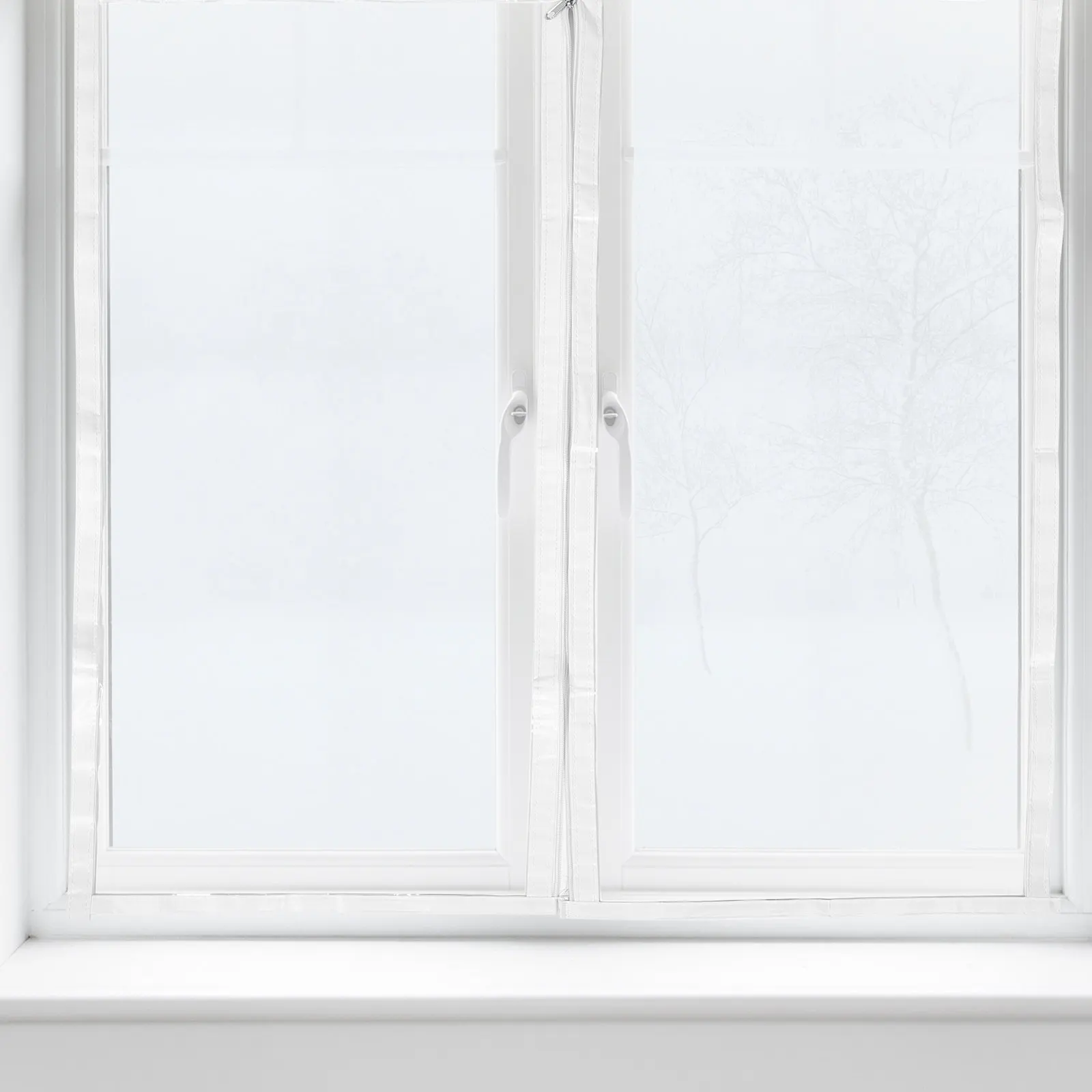Heavy Duty Winter Window Insulation Film with Zipper for Easy Open Close Cold Proof Thermal Barrier Indoor Use