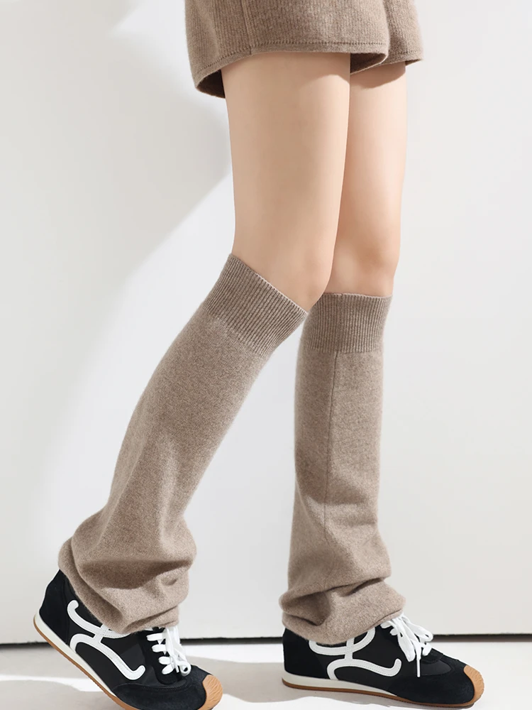 100% Pure Cashmere Leg Warmers for Women Flared Ribbed Knit Ankle Warmers Soft Thermal Boot Cuffs for Yoga & Streetwear