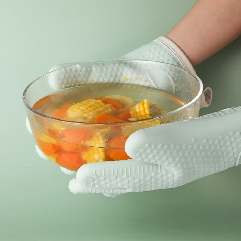 Silicone Oven Mitts Baking Gloves Anti Scald, Microwave BBQ Heat Resistant
