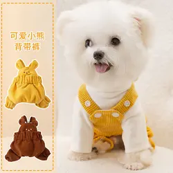 Cute Little Bear Corduroy Dog Overalls Small and Medium-sized Dogs Autumn and Winter Warm Four Legged Clothes Puppy Clothes