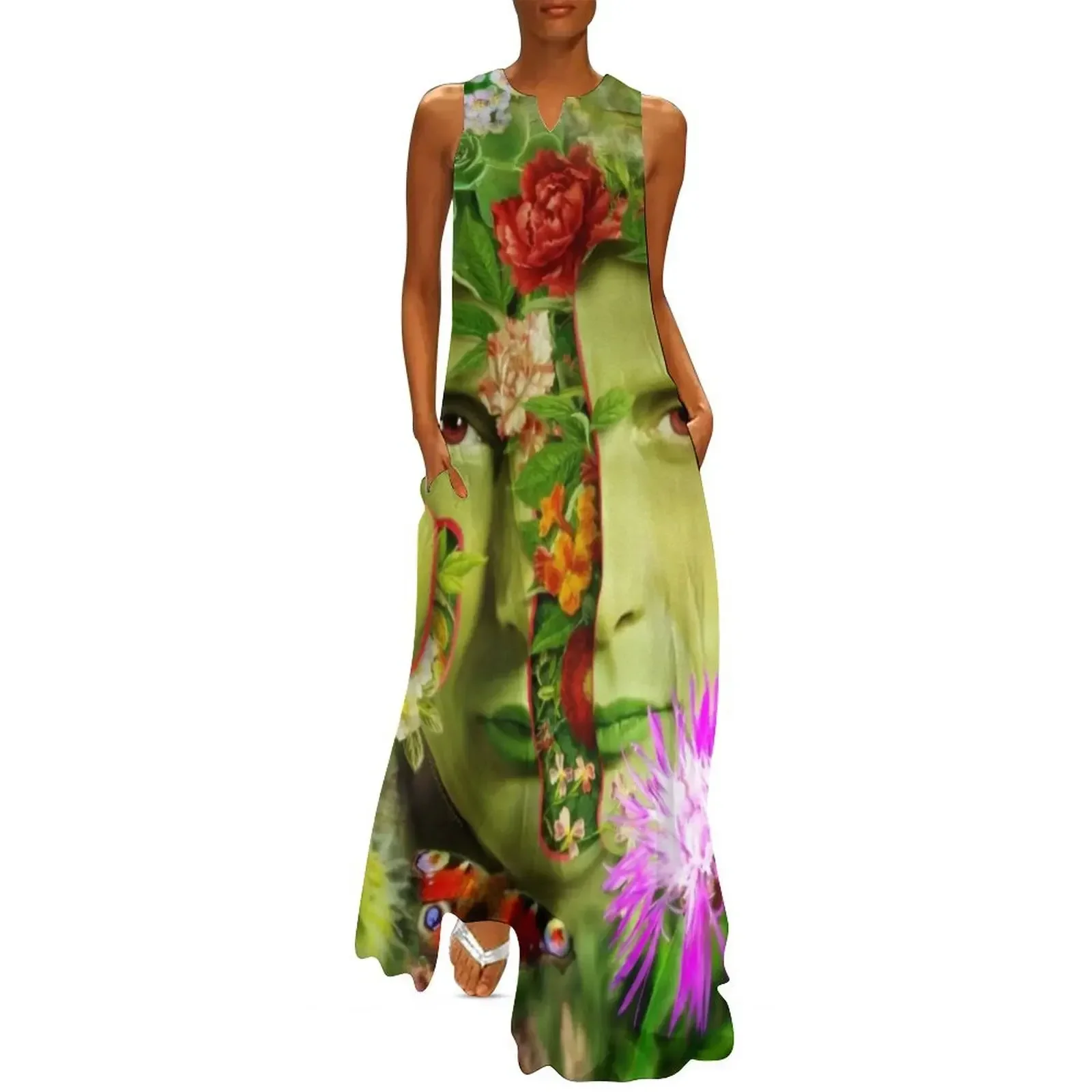 

Surreal Garden Peeled Hannibal Portrait Floral Collage Long Dress dress for woman Dress