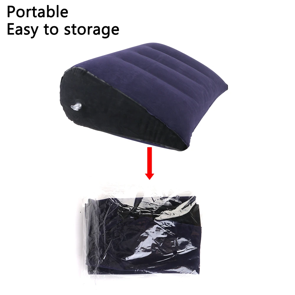 PVC Flocking For Travel Office Car Portable Inflatable Triangle Pillow Couple Love Cushion Foot Rest Air Pillow Relax Cushion