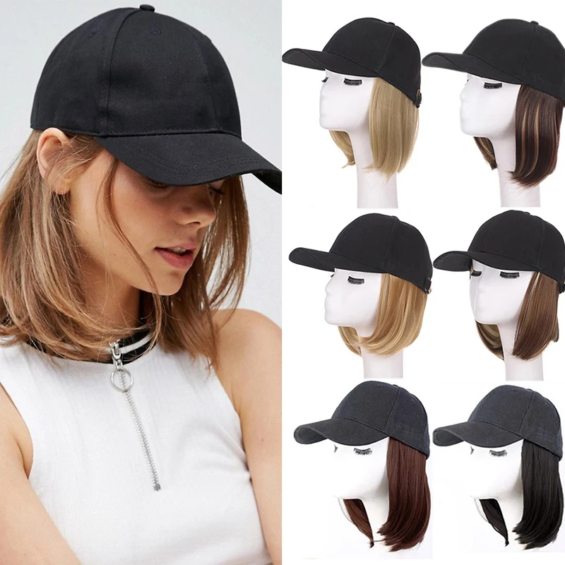 8-дюймовая бейсболка с короткими прямыми волосами, синтетический парик, регулируемый размер кепки, подходит для женской повседневной бейсболки, парик Боб
