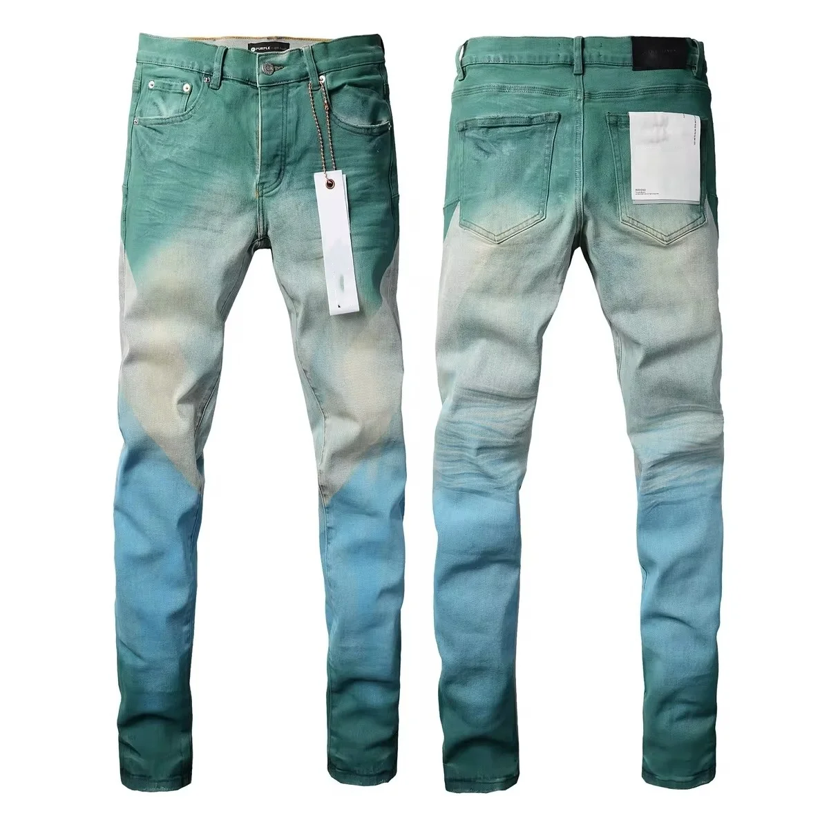 

Fashion Purples Jeans Men denim pants distressed slim fitting color Gradient trend brand Repair Low Rise Skinny Denim pants