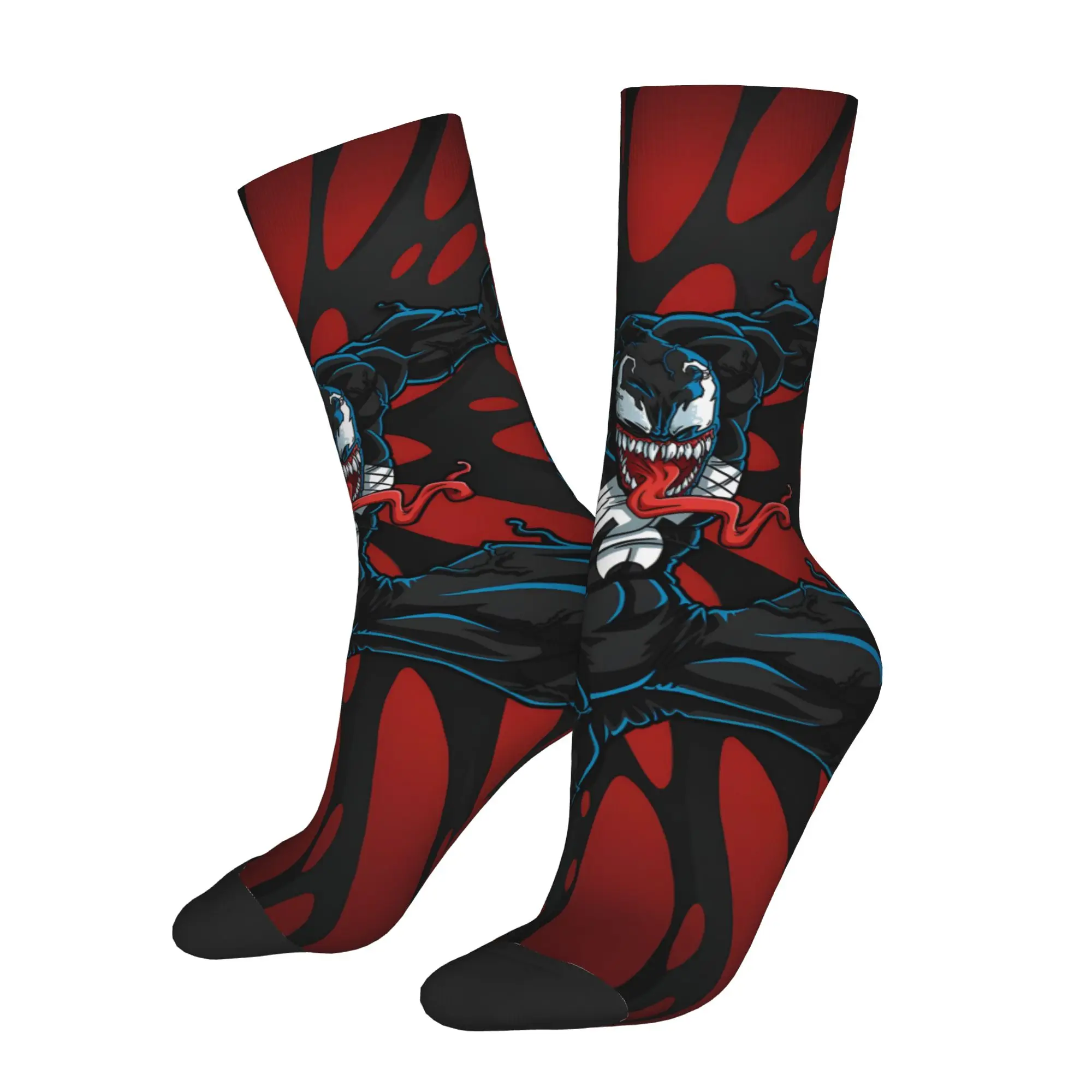 

1 Pair Happy Funny Men's Sock Symbiote Eddie Vintage Harajuku Venom Hip Hop Novelty Seamless Sock