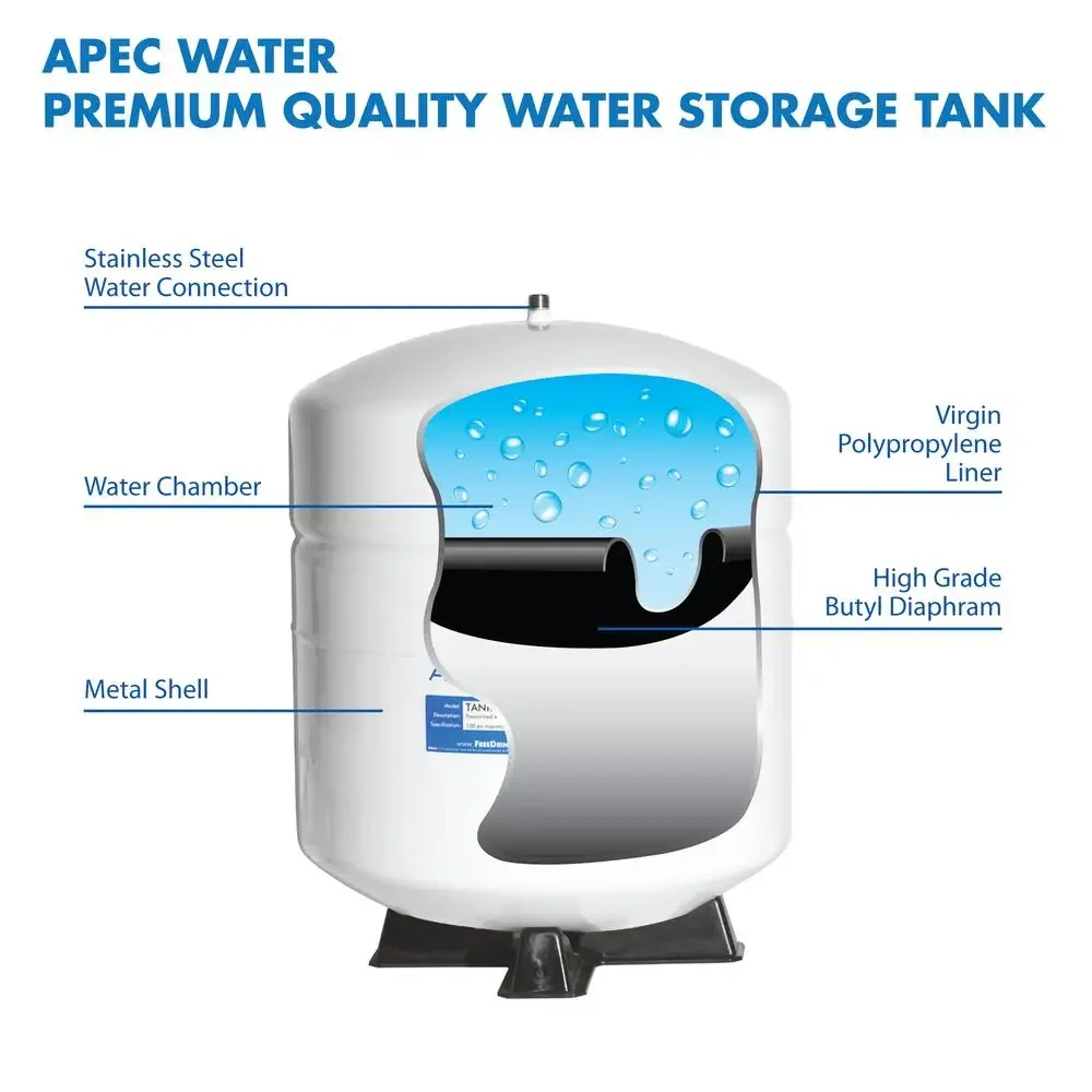 Tank-4 4 Gal Pre-Pressurized Water Storage Tank Stainless Steel Connectors Durable High Volume Purified Water Supply Families