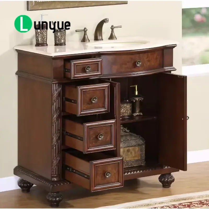 Modern Luxury Round Front Floor Standing MDF Bathroom Vanity Top Durable Easy to Clean for Home Hotel Restroom Waterproof