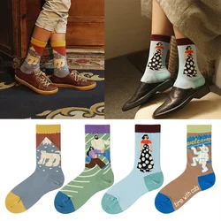 Illustration Series Autumn and Winter Original Korean Cute Cartoon Illustration Animal Color Cotton Socks for Men and Women