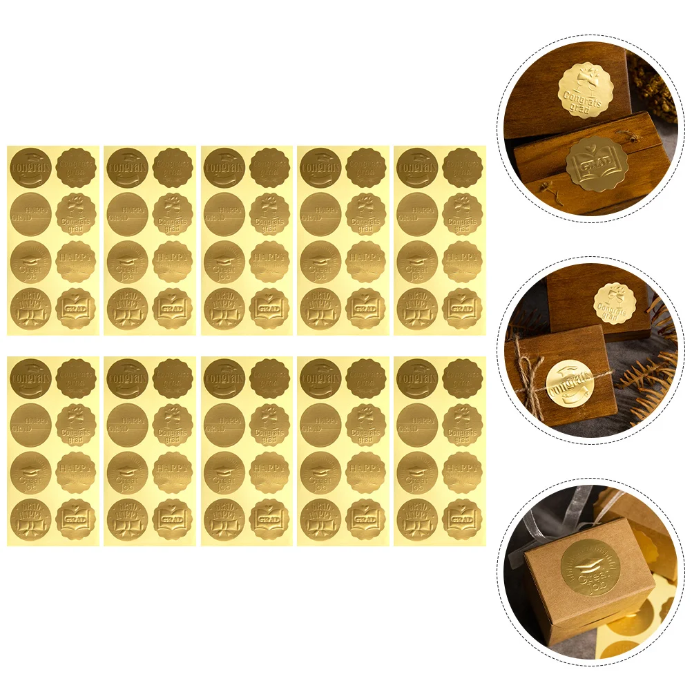 

10 Sheets Congrats Grad Stickers Graduation Envelope Sealing for Embossed Achievement Embosser Embossing Books