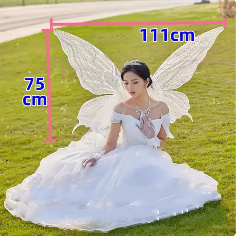 Wedding Photo Booth Props Bridal Shower Moving Butterfly Wings White Angel Fairy Wings For Birthday Party Christmas