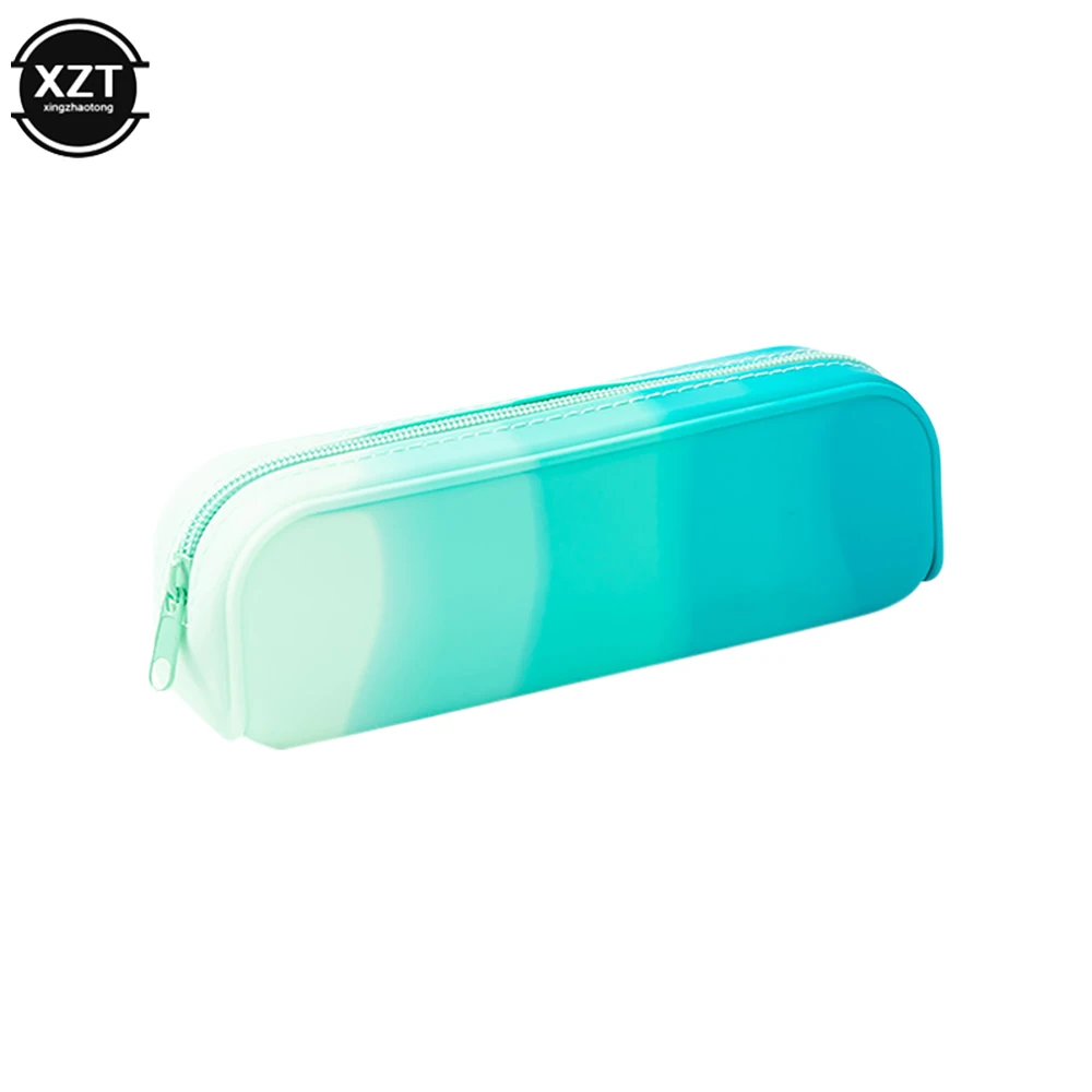 Soft Silicone Pencil Case Creative Gradient Color Pen Bag Waterproof Large Storage Bag for School Organizer Supplies