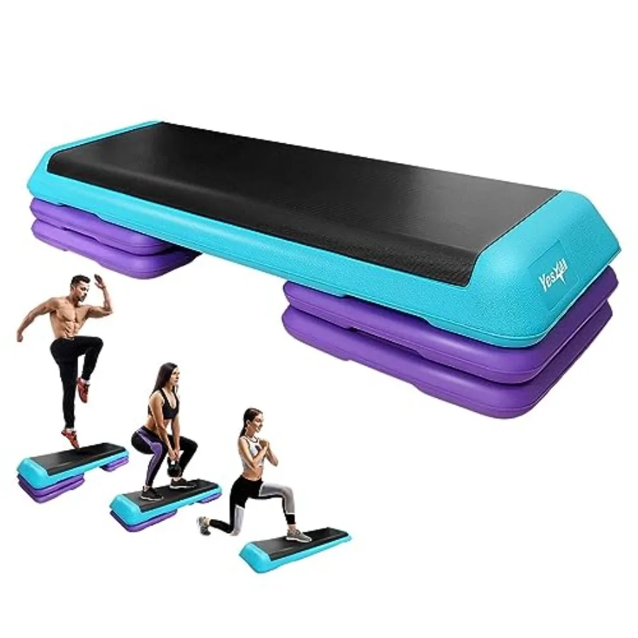 

Adjustable Workout Aerobic Exercise Step Platform Health Club Size with 4 Adjustable Risers Included and Extra Risers Options