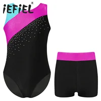 Conjuntos de baile de Ballet para niños y niñas, leotardo de entrenamiento de gimnasia sin mangas con pantalones cortos, ropa de baile, ropa deportiva, traje de baño