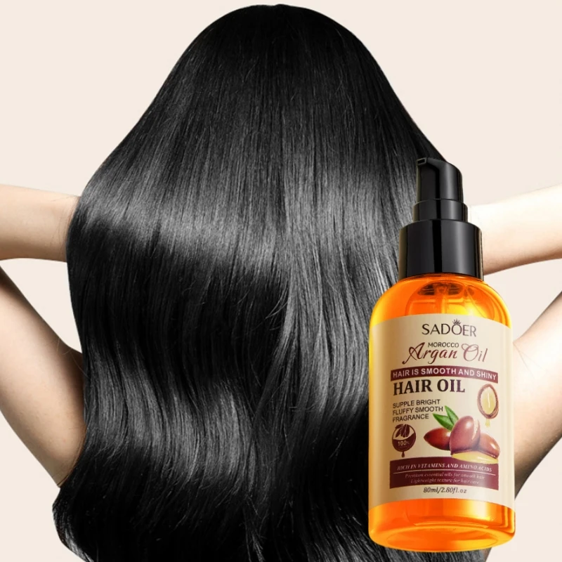 80ml Moroccan Argan Oil Hair Care Essential Oil, Hair Conditioner, Contains Argan Extract, Refreshing and Non-Greasy, Easy to Absorb, Cares for Hair, Moisturizes Dry and Frizzy Hair, Makes Hair Silky and Easy to Comb, Suitable for Dry Hair Types, Daily Hair Care for Women