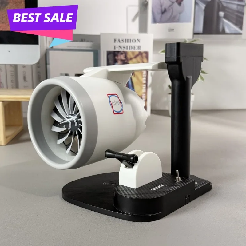 Jet Engine USB Desk Fan with Wireless Charger Creative Turbofan Cooler Portable