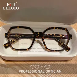 CLLOIO Ladies Trend Street Style Glasses Polygonal Gradual Change Frames Blue Light Filter Reading Glasses Customizable Myopia