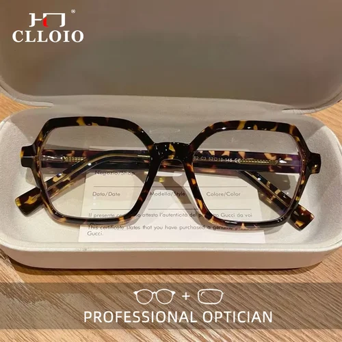 CLLOIO, gafas de estilo callejero de tendencia para mujer, monturas poligonales de cambio Gradual, gafas de lectura con filtro de luz azul, miopía personalizable