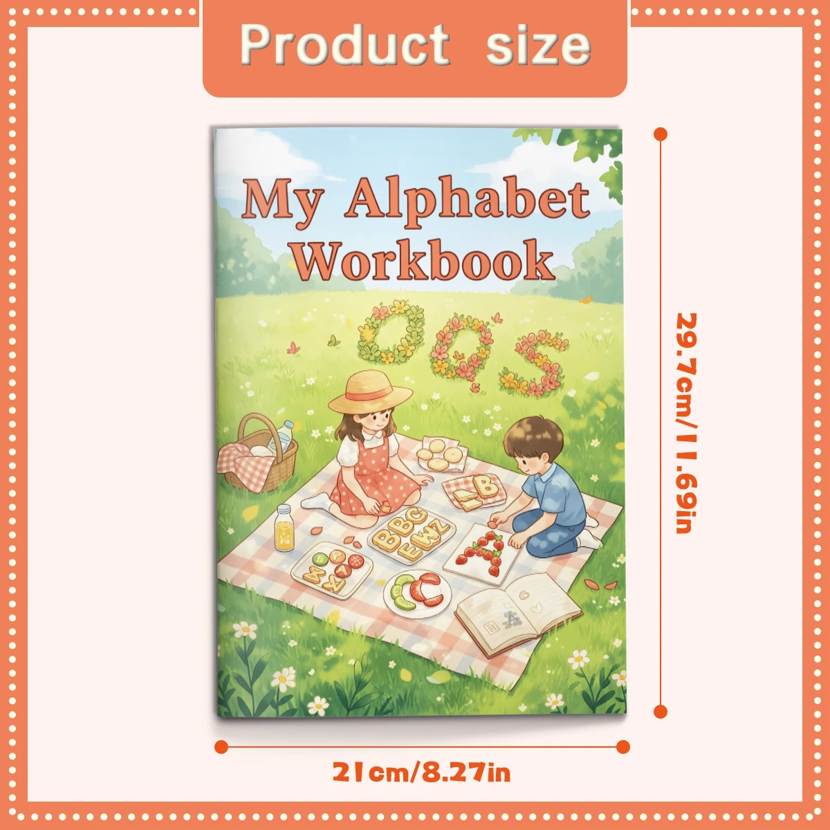 Children's alphabet coloring book, cute cartoon patterns, preschool early education workbook, boost your baby's hands-on skills