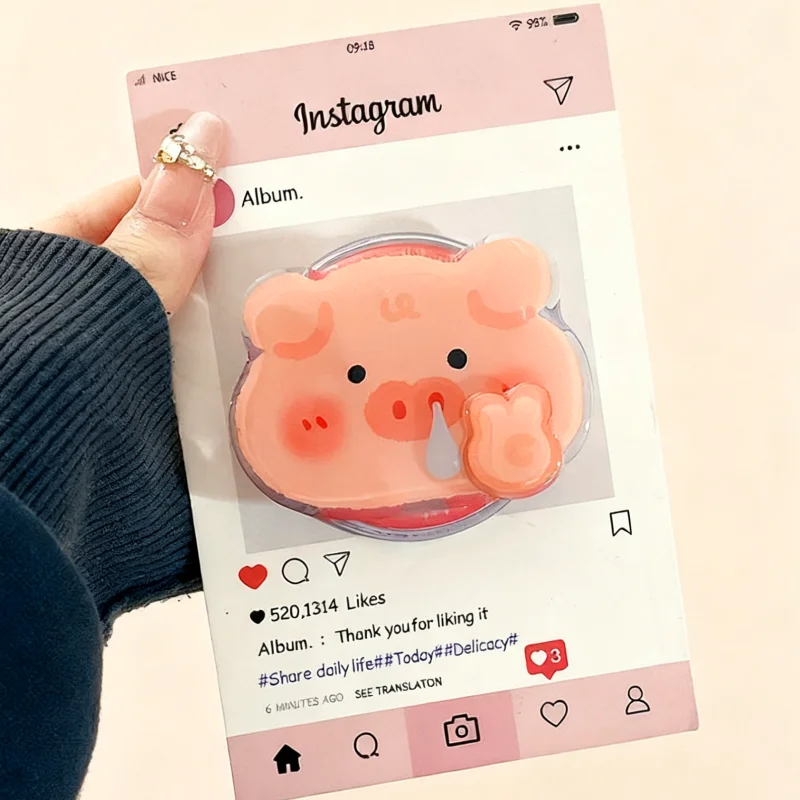 

Cute Cartoon Pig Rotation For Magsafe Magnetic Phone Griptok Grip Tok Stand For iPhone 15 16 17 Wireless Charging Case Holder