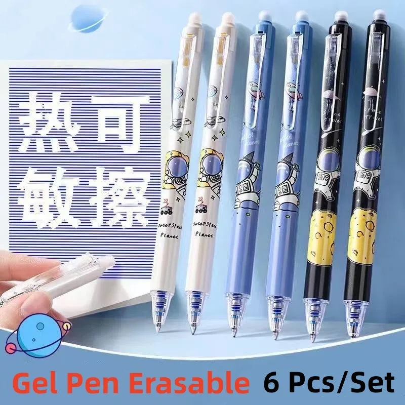 Ensemble de stylos gel effaçables magiques, 6 pièces/ensemble, recharge d'encre gel, rétractable, poignée lavable, plus récent, 0.5mm