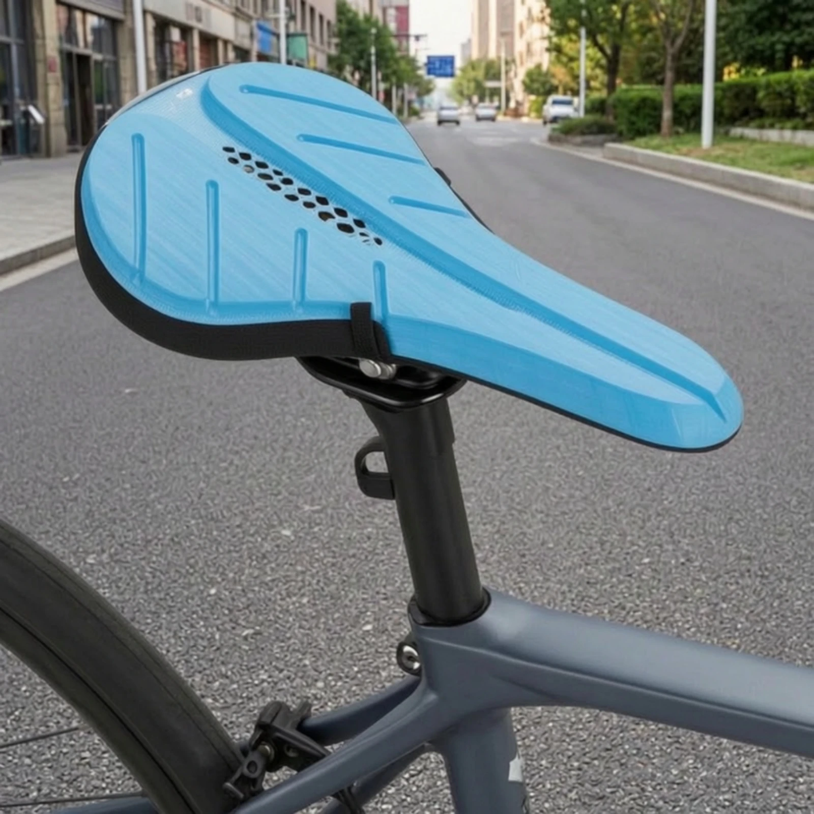 Bike Seat Cover with Gel Shock-Absorbing Bike Seat Cushion Cover Pressure Relief Comfortable for Cyclists, Cycling view 4