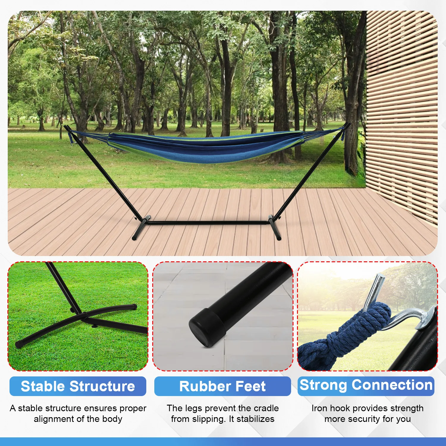 حامل أرجوحة معلق للكرسي، حامل أرجوحة حسية من الفولاذ شديد التحمل، حامل محمول قابل للتعديل مع حقيبة حمل (بدون أرجوحة) #3