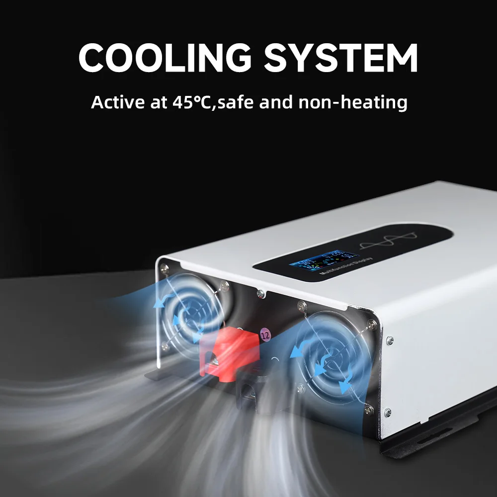 AIRSPIRIT 10/8/6/5KW Power Inverter Pure Sine Wave DC 12/24/48/60/72V To AC 110/120/220/230V LCD Display For Vehicles RV System