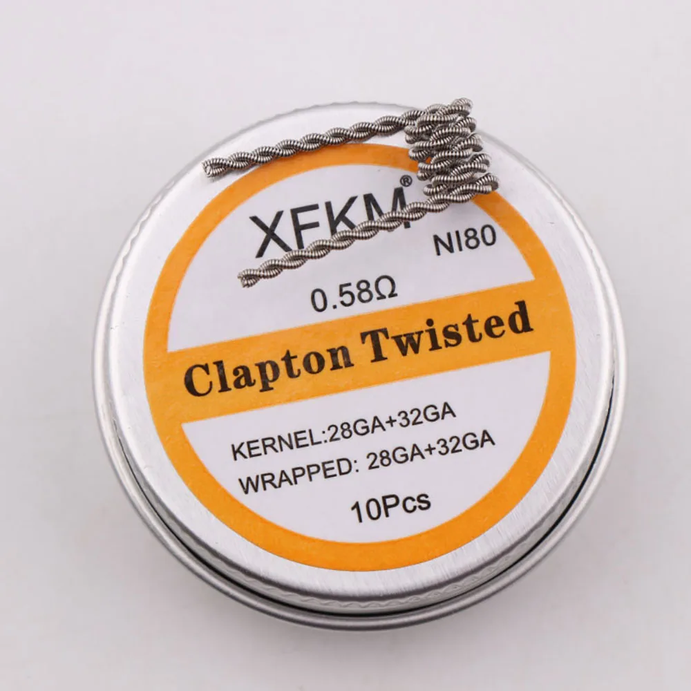 XFKM 10pcs/box N80 staple fused clapton coil Seper juggernaut Clapton coil Alien taiji super Clapton Heating Resistance rda coil