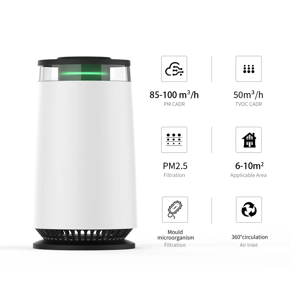 Olansi Special Smart Touch Control Pure air Purifier One Button Operation Desktop Small air Cleaner Multi-stage Purification