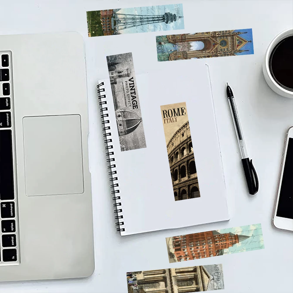 30pcs World Classic Architecture Bookmarks European and American Retro Style Reading Books Marked Paper Cards Creative Diy