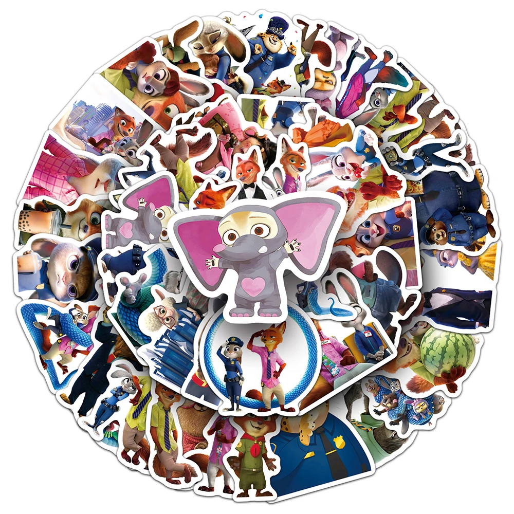 10/30/50 pçs dos desenhos animados anime zootopia 2 adesivos bonito decoração adesivo para skate mala capacete à prova dwaterproof água engraçado decalques brinquedo