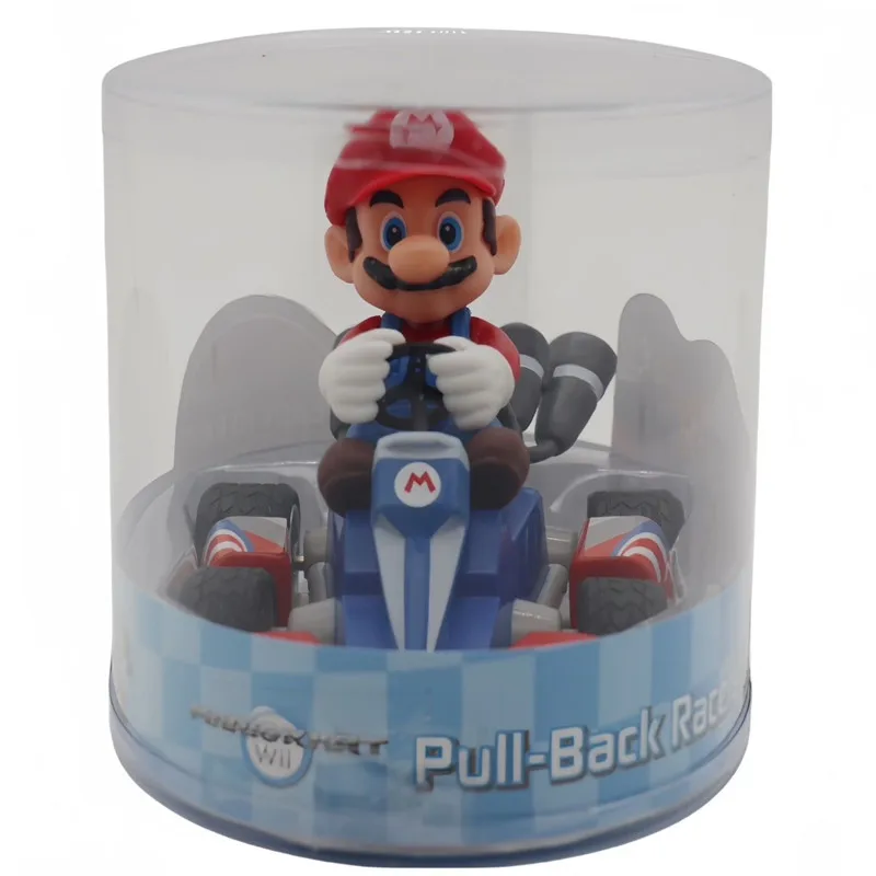 Super Mario Bros Karting Car Action Figure Brinquedos, Luigi Bowser, Princesa Peach, Yoshi Toad, Pull Back Car, Boneca de Jogo Anime, Presentes para