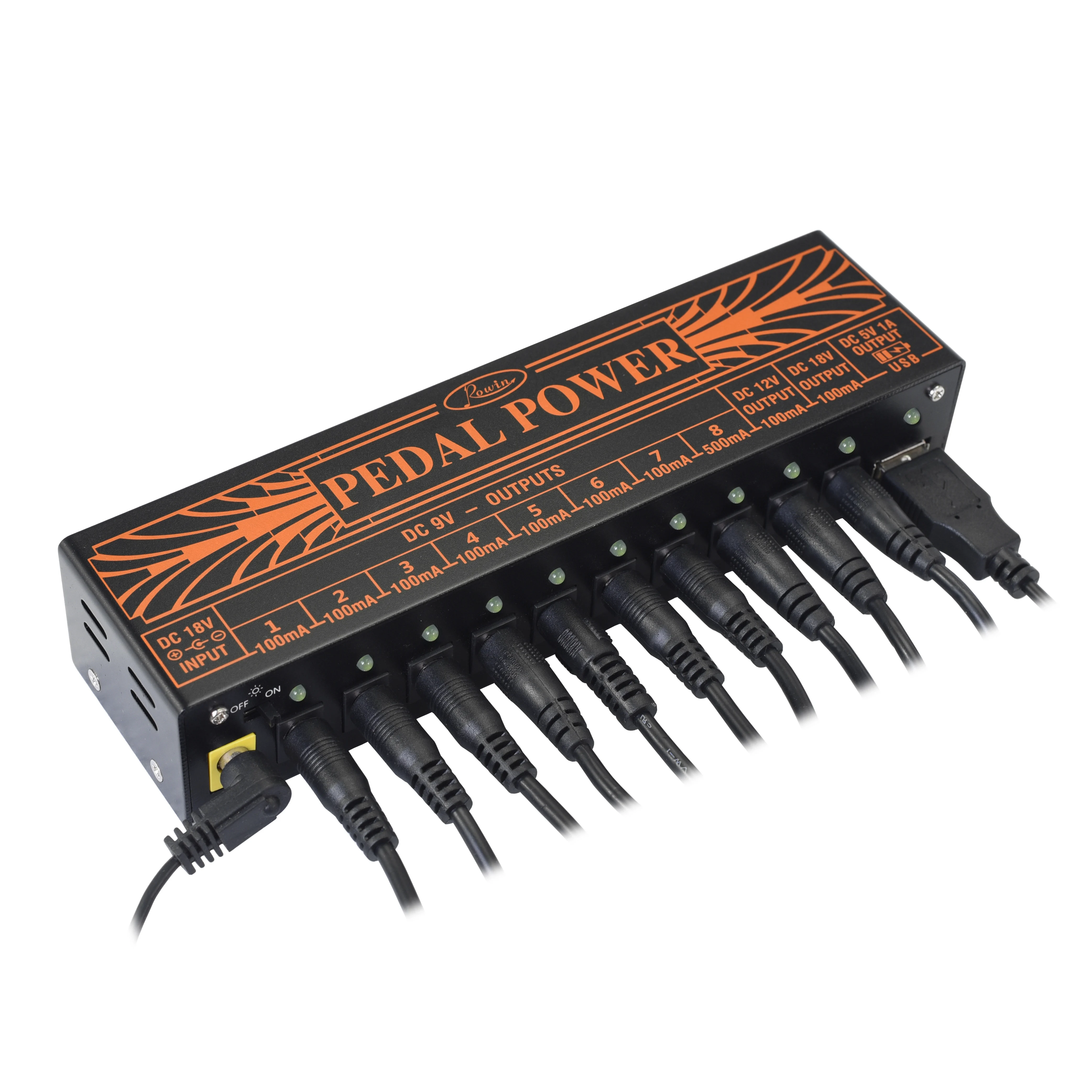 Rowin-Alimentation multi-circuit pour pédale JEPedal, sortie mise à jour, 10 voies, 9V, 12V, 18V DC, 1 voie, 5V USB