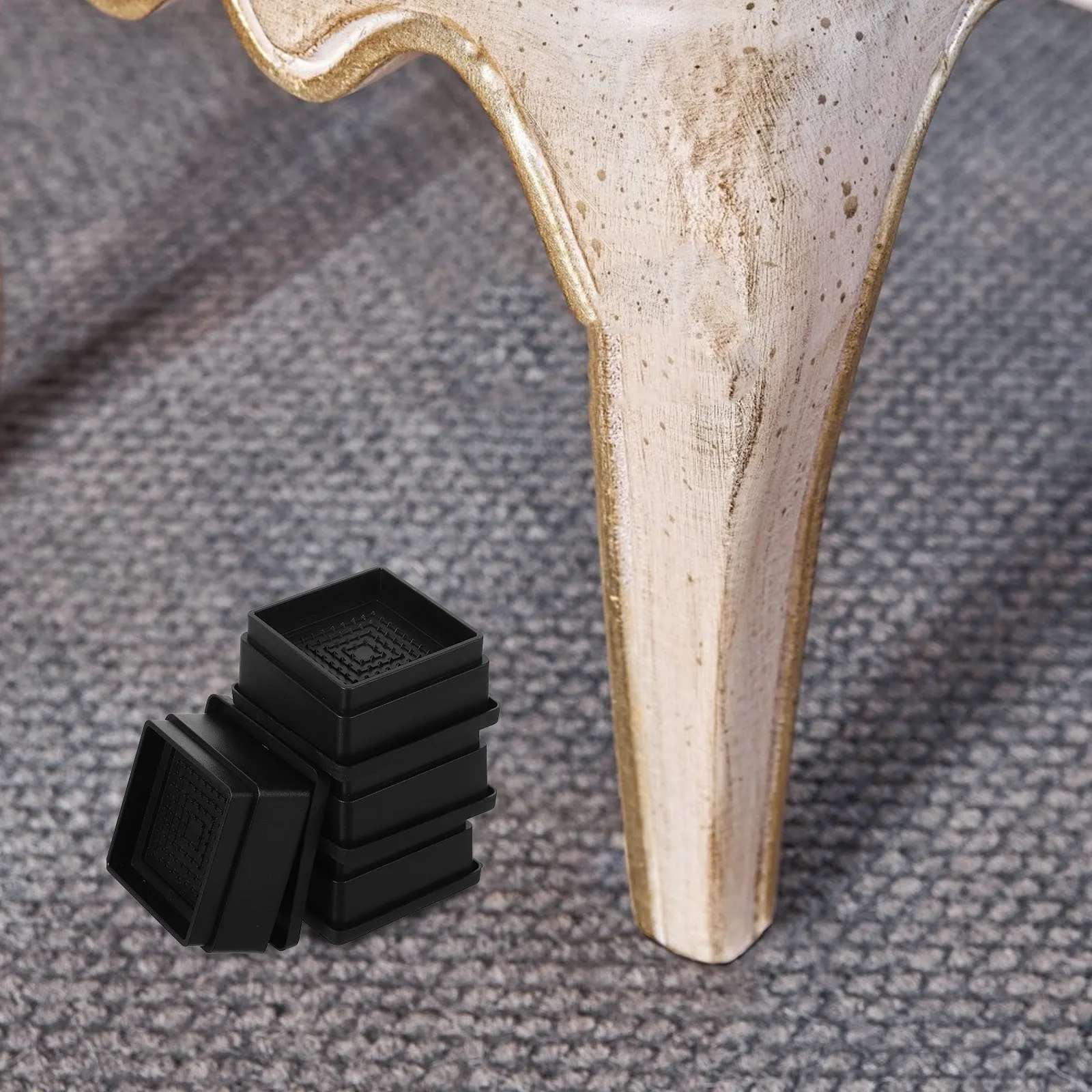 

4Pcs Stackable Rubber Furniture Risers Bed Chair Sofa Lifters Non-Slip Height Extenders for Tables Sofa Riser Pad