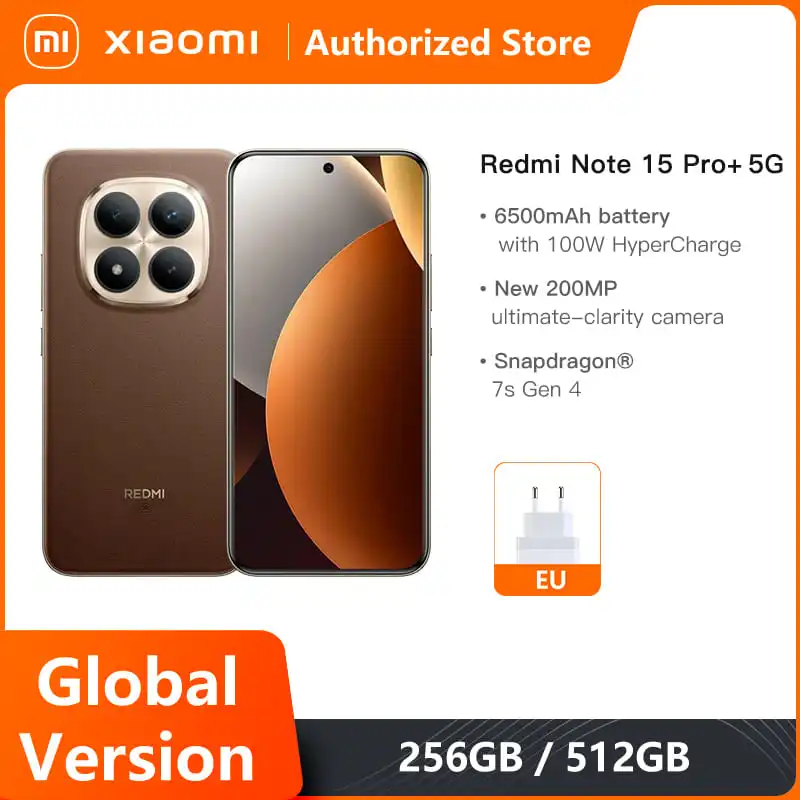 Mobile Phones Xiaomi Redmi Note 15 Pro+ 5G Global Version Snapdragon® 7s Gen 4 NFC 6.83' CrystalRes AMOLED Display 6500mAh