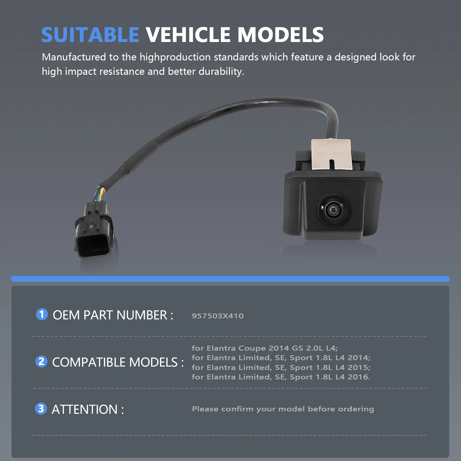 

Прочная камера заднего вида для автомобильной вспомогательной камеры Hyundai Elantra 957503X410