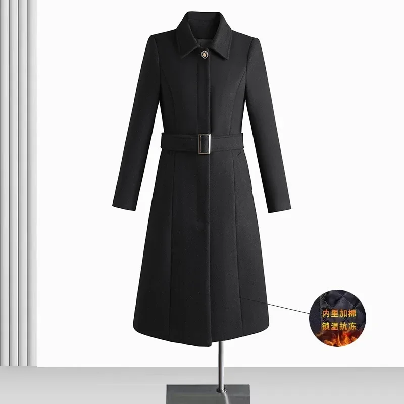 

Medium and long thickened woolen coat women's clothing autumn and winter fashion high-end hotel front desk property professional