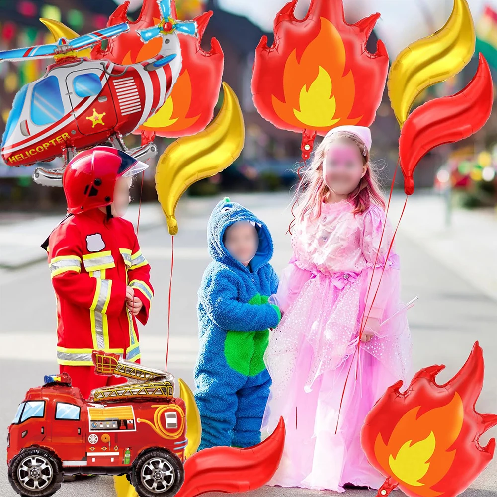 Feuer Party Dekoration Folie Feuerwehr auto Geburtstag Nummer Luftballons Flamme Serviette Banner Kinder Feuerwehr mann Feuerwehr mann Party Gunst Lieferungen – Detail 13