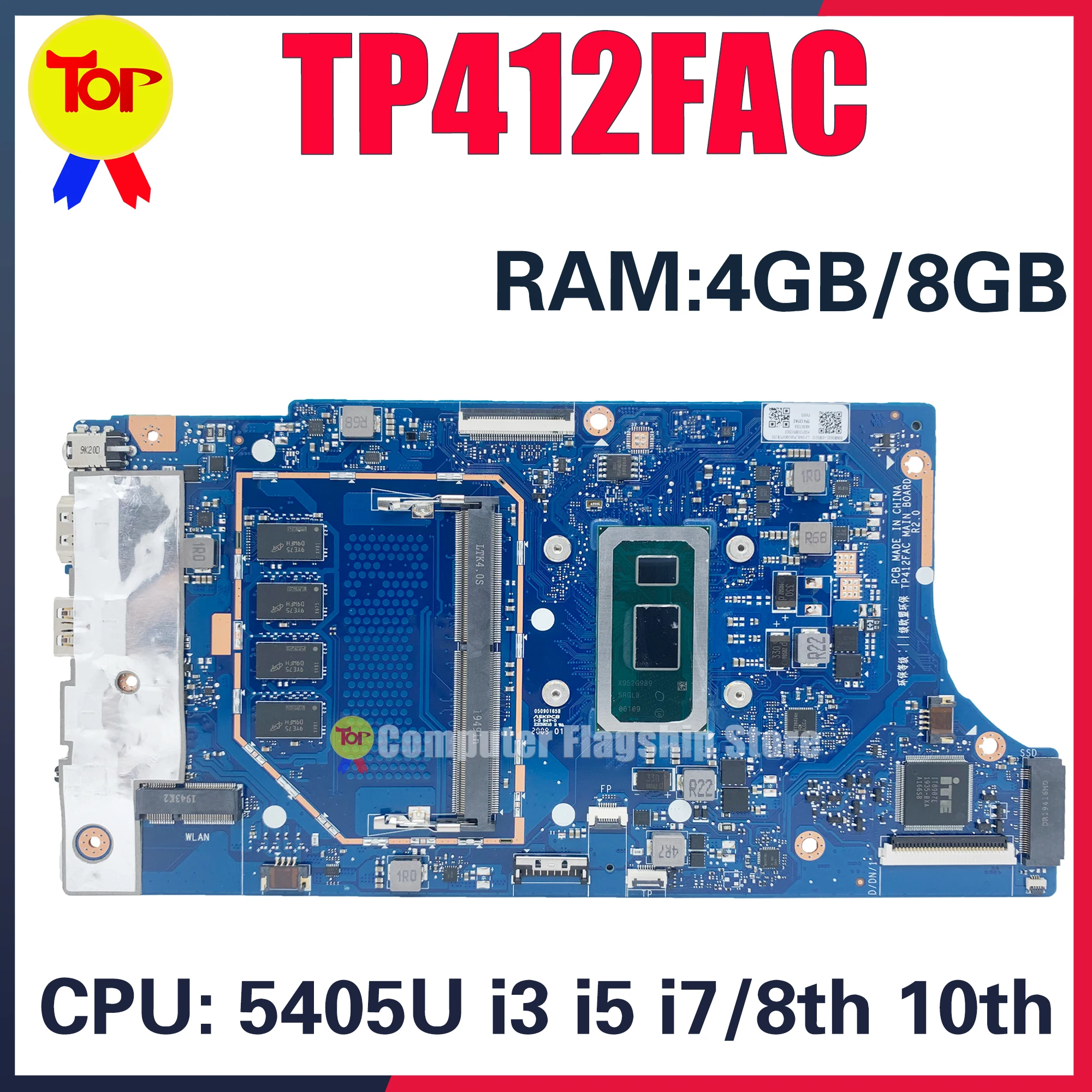 KEFU TP412FAC Laptop Motherboard For ASUS Flip 14 SF4100 TP412FA TP412F Mainboard I3 I5 I7-8/10th Gen 4G-RAM 100% Working