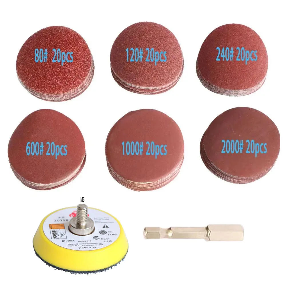 

120 шт. 1 "2 дюйма 3" шлифовальный диск с крючком наждачная бумага шлифовальный диск полировальный диск для дрели вращающиеся инструменты хвостовик 1/4 дюйма