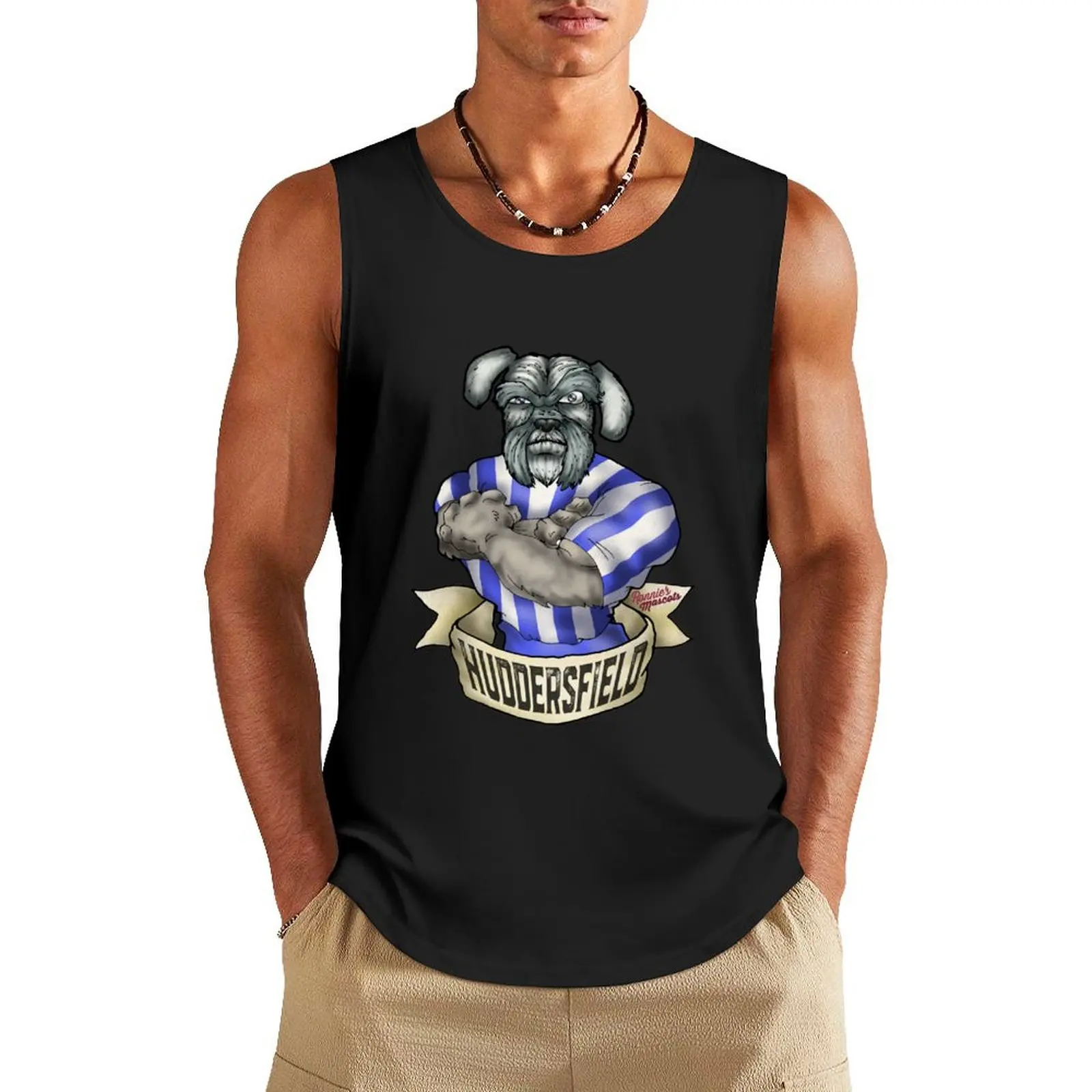 Huddersfield Town Terrier Mascot Tank Top Men's sleeveless gym shirts t-shirt for men